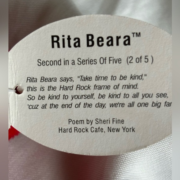 Vintage Hard Rock Rita Beara Plushed Bear - Picture 5 of 7